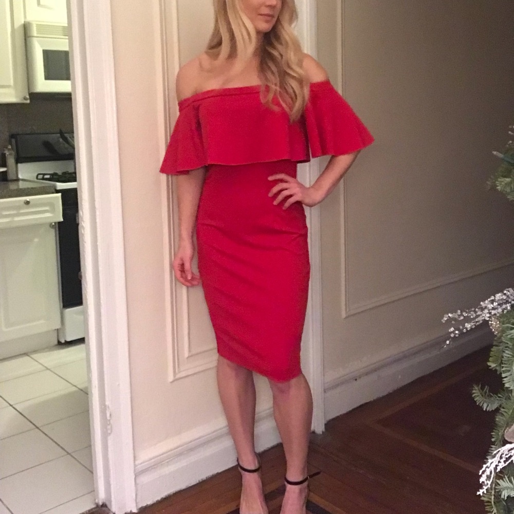 Red Off the Shoulder Dress